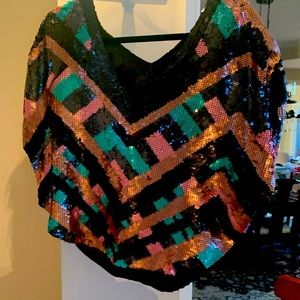 Bcbgmaxazria Ragland sleeve sparkle top